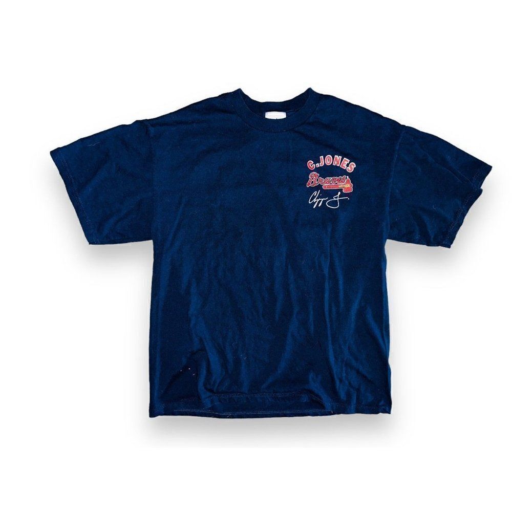N9 Vintage 1999 Joy Athletic Atlanta Braves Chipper Jones Shirt Top Large Autogr - Picture 2 of 6